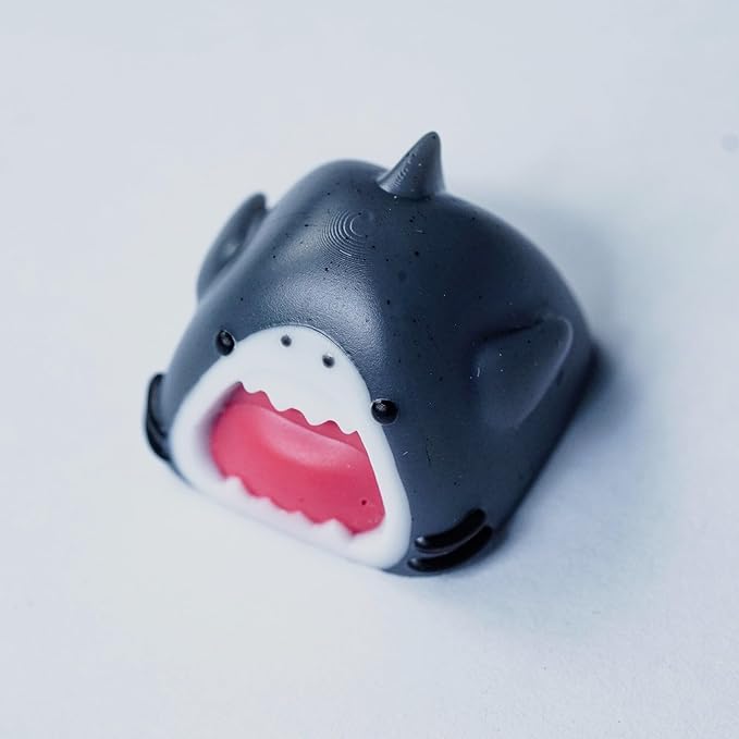 Cute Grey Shark Artisan Keycap R1 SA Profile Custom Sea Creatures Keycaps 1U ESC Handmade Cool Gaming Resin Key Cap Cherry MX Switch Compatible Mechanical Keyboard Sea Lover Gift