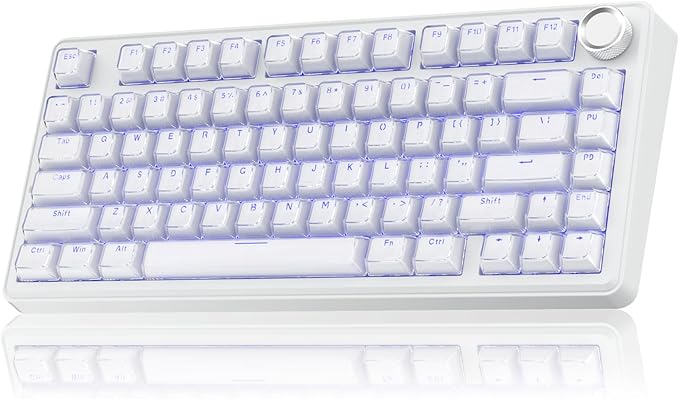 SOLAKAKA A75 Wireless Gaming Keyboard with Multifunction Knob, BT5.0/2.4GHz/USB-C, 75% Mechanical Keyboard, Hot-Swappable, Gasket Creamy Keyboard with RGB Backlit, Crystal Keycaps, for PC/Mac/PC