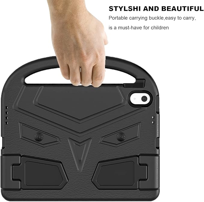 Dteck for iPad 10th Generation Case Kids 10.9 Inch 2022, Durable Lightweight Shockproof Protective Handle Stand EVA Foam Boys Girls Kids Proof Case for iPad 10th Generation 10.9 Inch 2022,Black