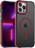 DEERLAMN Strong Magnetic Case for iPhone 14 Pro Max 6.7-Inch,[Compatible with Magsafe][Military Grade Drop Protection] Translucent Matte Shockproof Protective Phone Cover-Frosted Red