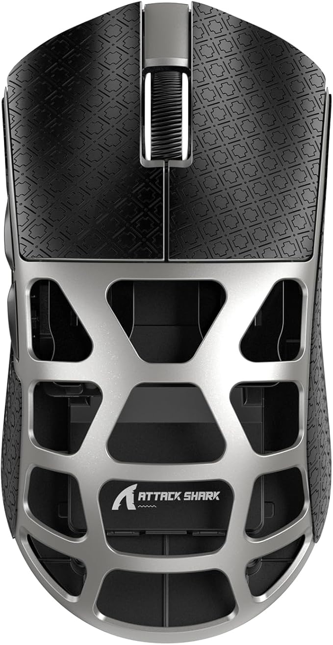 ATTACK SHARK R3 Wireless Gaming Mouse, 46g Superlight Magnesium Alloy Triple-Mode Computer Mouse, 8000Hz Polling Rate, PAW3395 26K DPI Sensor Programmable Mice with Griptape for PC/Win/Mac (Grey)