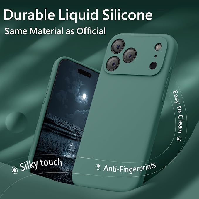 FireNova Magnetic for iPhone 17 Pro Max Case, Compatible with MagSafe, [Integrated Silicone Camera Control Button] [Camera Protection] Anti-Scratch Microfiber Lining Phone Case, 6.9", Midnight Green