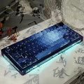 PBT Moonlit Keycaps Custom Dark Blue Shine Through Keycaps Cherry Profile 128 Keys Side Print Key Caps Gradient Blue for Mechanical Keyboards 60% 65% 75% Backlit