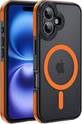 Strong Magnetic Case for iPhone 16 [10Ft Military-Grade Protection] Compatible with fit MagSafe Shockproof Slim Thin Cover 6.1 inch 16 Phone case, Orange Bumper