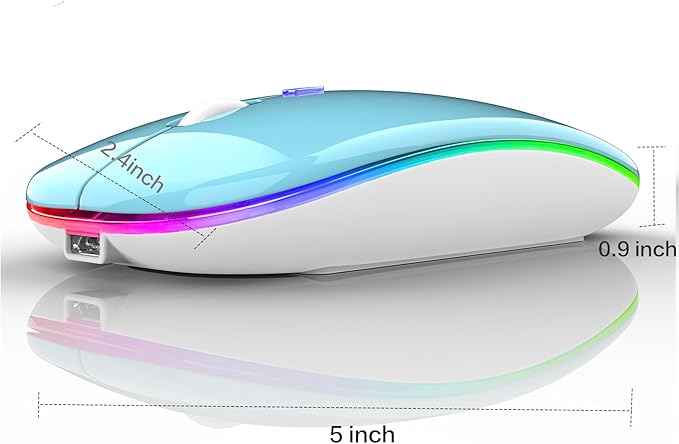PEIBO Bluetooth Wireless Mouse for Laptop mac MacBook ipad MacBook air MacBook pro pc Desktop Computer Windows Chromebook Notebook (Blue White)