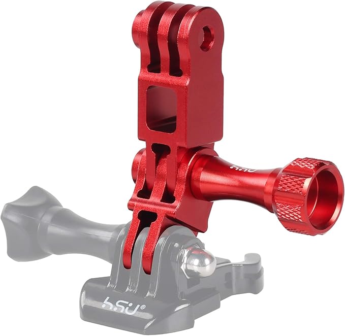 HSU Aluminum Alloy Metal Adjust Arm Straight Joints Mount, Same Direction Straight Joints Mount for Go Pro Hero 13/12/11/10/9/8/7/6/5 Black,Session 5/4, DJI Osmo Action Action Camera and More(Red)