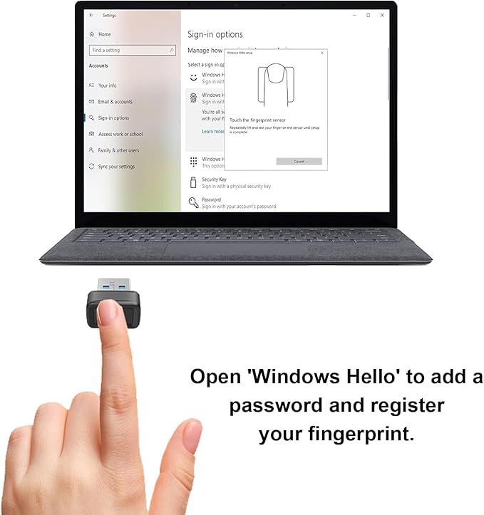 USB Fingerprint Key Reader Window Hello Fingerprint Reader Fast and Accurate Authentication 360 Degrees Detection
