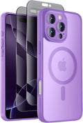 Symcele Designed for iPhone 16 Pro Max Case, Compatible with MagSafe, with Privacy Screen Protectors X2, [Camera Protection] [15FT Military Drop Protection] Shockproof Phone Case, 2024, Light Purple
