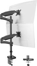 MOUNT PRO Vertical Dual Monitor Mount, Stacked Monitor Stand for 2 Computer Screens up to 32 inches, Full Motion Adjustable Tall Display Desk Mount, Each Arm Holds up to 17.6lbs, VESA Mount