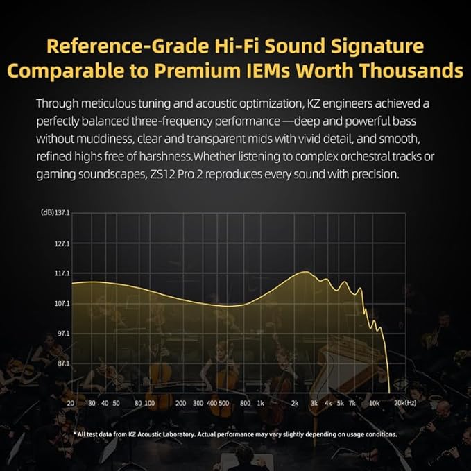 KZ ZS12 PRO 2 in Ear Monitor Headphones, 5BA+1DD 6 Hybrid Driver Gaming Earbuds Wired Earphones, HiFi Clarity Sound Immersive Bass IEMs for Gaming Musicians Singers Audiophiles (Black with Microphone)