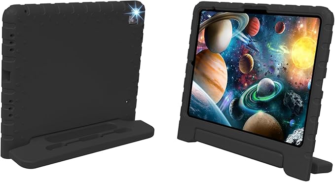 for iPad Pro 13 inch Case 2024, Shockproof Kids iPad 13 Pro Case, Protective Cover for iPad Pro 13 M4 with Pencil Holder, Anti-Slip Handle Stand, Black