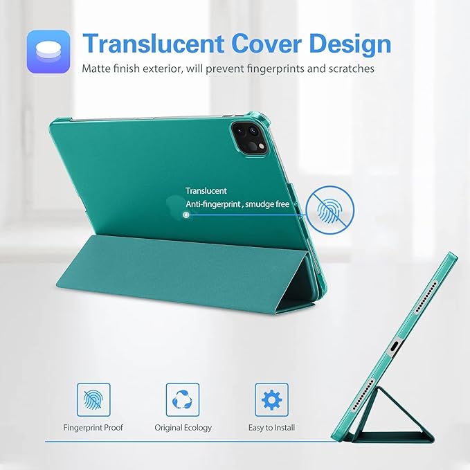 ProCase for iPad Pro 11 Inch Case 2022/2021/2020/2018(4th/3rd/2nd/1st Generation), iPad Pro 11" Slim Stand Hard Back Cover Shell Smart Folio Compatible with Pencil/Support Auto Wake/Sleep -Emerald