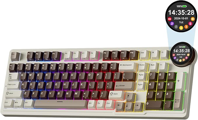 RK ROYAL KLUDGE N99 Wireless Mechanical Keyboard with Screen & Knob, BT/2.4G/USB-C, 96% Hot Swappable Custom Keyboard, Pre-lubed Linear Switches, 7500mAh Battery, 98 Keys
