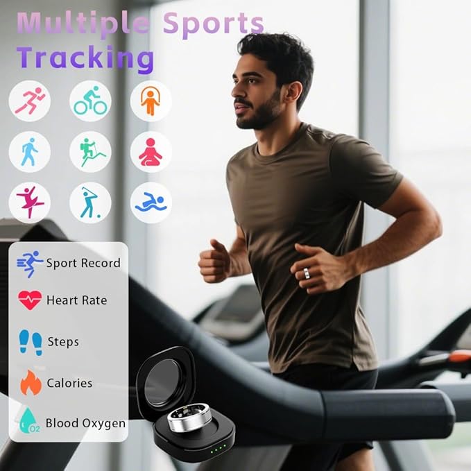 Smart Ring for Women – Fitness Tracker Ring with Heart Rate, SpO2, Blood Pressure, Sleep Monitoring, Step & Calorie Counter, No Subscription Fee, iOS & Android Compatible (Silver, 9)