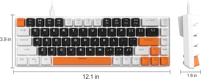 MageGee Portable 60% Mechanical Gaming Keyboard, MK-Box LED Backlit Compact 68 Keys Mini Wired Office Keyboard with Blue Switch for Windows Laptop PC Mac - Black/White