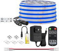 BTF-LIGHTING COB LED Strip Light 24V 16.4FT UL Listed, Blue Color Dimmable High Density Flexible Tape Light with RF Remote & ETL Power Adapter, Ultra Bright for Bedroom Kitchen Home Indoor Lighting
