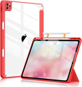Soke Case for iPad Pro 12.9 Inch (6th/5th/4th/3rd Generation, 2022/2021/2020/2018) - Pencil Holder + Auto Sleep/Wake + Camera Protection, Transparent Shockproof Back Cover, Burgundy Red