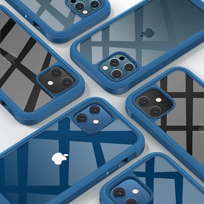 Diaclara Designed for iPhone 12/12 Pro Case, Full Body Rugged with Built-in Touch Sensitive Anti-Scratch Screen Protector, Soft TPU Bumper Case for iPhone 12/12 Pro 6.1" (Blue)