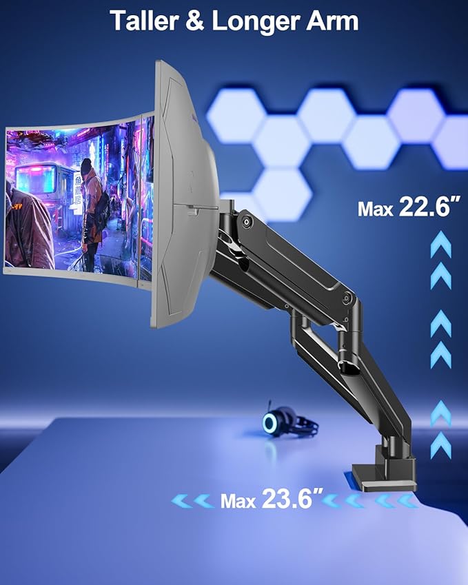 MOUNT PRO Dual Monitor Stand for Up to 44 lbs Ultrawide Screens Max 49 Inch, Heavy Duty Monitor Arm for 2 Monitors, Premium Full Motion Double Computer Desk Mount, VESA Mount 75x75/100x100mm