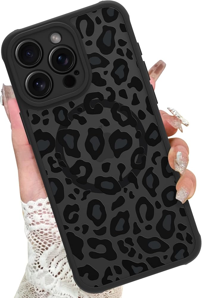 KANGHAR Case for iPhone 15 Pro Max Phone Case [Compatible with Magsafe] Leopard Printed Pattern Cute Cheetah Protective Magnetic Case for Girls Women Men 6.7"