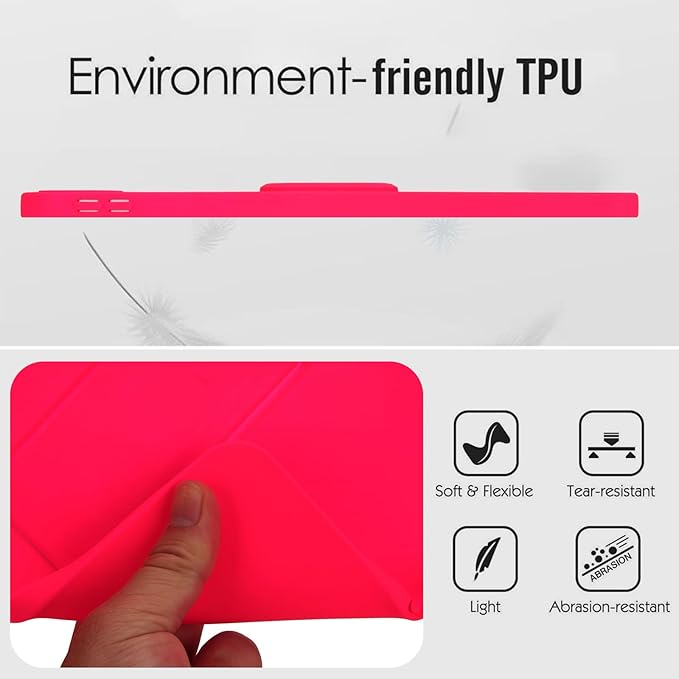 Shockproof Case for iPad 10th/11th Gen, TPU & Hard PC Back Cover with Kickstand Feature Screen & Camera Defense Cleaning Cloth + Stylus Included for iPad 11th 10th Gen, Rose