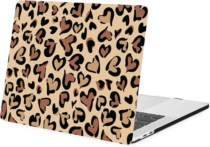 Laptop Cover Compatible with MacBook Air 13.6 inch Case 2024 2022 Model A2681 M2 A3113 M3 with Retina Display & Touch ID, Plastic Hard Shell Case Cover & Keyboard Skin, Heart Leopard