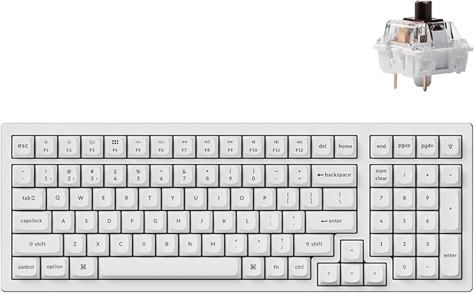 Keychron K4 Pro QMK/VIA Bluetooth Wireless Mechanical Keyboard, 96% Layout Custom Programmable Gaming Keyboard with White Backlit, Hot-Swappable K Pro Brown Switch for Mac Windows Linux - White