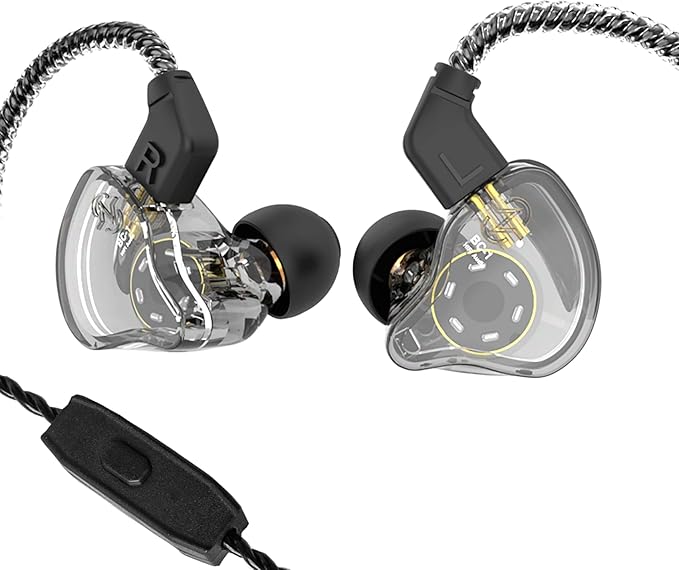 YINYOO CCZ Melody Gaming Earbuds Wired in ear Hearphones with Microphone IEM HIFI Bass with 1DD 1BA Hybrid, Detachable Cable for Smartphones/PC/Tablet/Gaming/Video/Music/Calling(with mic, clear black)