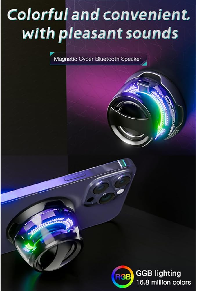 2 Pcs G200 Magnetic Bluetooth Speaker,Multifunctional Portable Mini Speaker with Multi RGB Color Light Show-3D Surround Sound Effect,Christmas Birthday Gifts