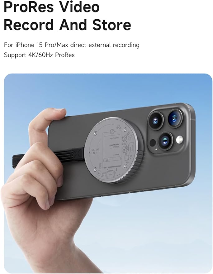 Hagibis Magnetic M.2 2230 NVMe SSD Enclosure with Magsafe for iPhone 17 16 15 Pro Max ProRes, USB C 3.2 10Gbps to NVMe Adapter, Aluminum External SSD Case for MacBook, iPad Pro, Android (MC100 Lite)