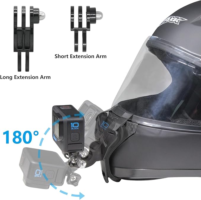 Haoyou Helmet Chin Mount Strap Compatible with Gopro Hero 13 12 11 10 9 8 7 and DJI Osmo Action Camera，Motorcycle Helmet Extension Attachment Mounting Accessories (Black)