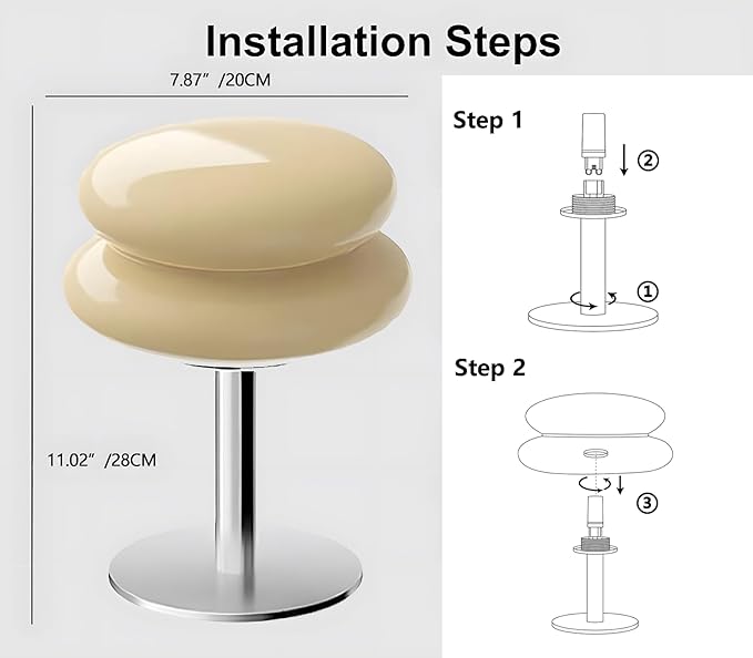 Glivpny Mushroom Lamp Table Lamp for Night Stands,Mid Century Modern Desk Lamps for Bedroom, Vintage Dimmable Bedside Small Cute Lamps, Cool Aesthetic House Warming Gifts New Home Decor(Cream)