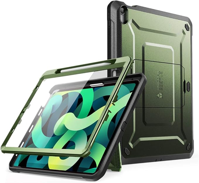SUPCASE Unicorn Beetle Pro Series Case Designed for iPad Air 4 (2020) 10.9 Inch, with Pencil Holder & Built-in Screen Protector Full-Body Rugged Heavy Duty Case (Green)
