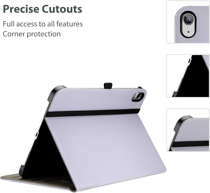 ProCase for iPad A16 11th Generation 11 Inch 2025/iPad 10th Generation Case 10.9 Inch 2022, iPad 11/10 PU Leather Case Business Stand Cover Smart Folio with Hand Strap Front Pocket Pen Loop -Purple