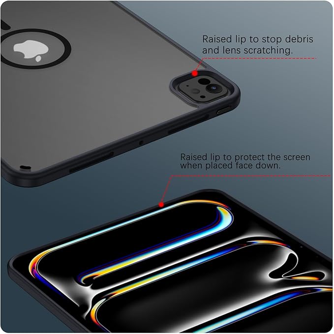 BENTOBEN Magnetic for iPad Pro 11 Inch Case (M5/M4) 2025/2024, Translucent Matte Back Slim Soft TPU Bumper Lightweight Shockproof Protective Women Girls Boys Tablet Case Cover, Black