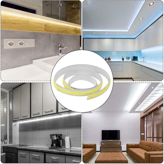 16.4FT/5M COB Flexible LED Strip Light DC12V/24V 528leds/m Bendable Tape (24V, Blue)