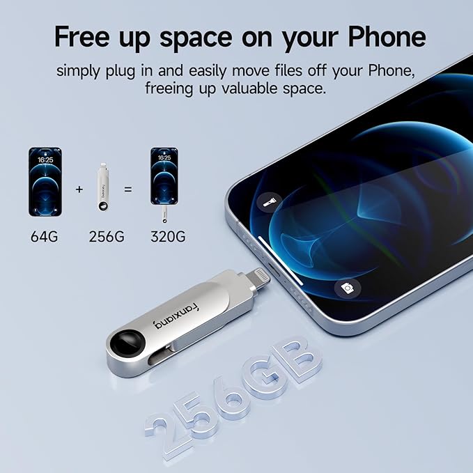 fanxiang 512GB Flash Drive for iPhone/iPad, 2-in-1 Photo Stick USB Memory Stick Thumb Drive, External Storage for Photos, Music, Videos- Compatible with Lightning/USB Type-C, MFi Certified