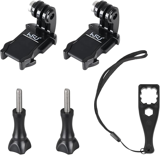HSU Vertical Surface Quick Mounting J-Hook Buckle Mount（Rubber Locking Plug）, Long Thumb Screw Accessory Kit for GoPro Hero 13 12 11 10 9 8 7 6 5 4 AKASO Campark and Other Action Cameras