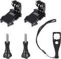 HSU Vertical Surface Quick Mounting J-Hook Buckle Mount（Rubber Locking Plug）, Long Thumb Screw Accessory Kit for GoPro Hero 13 12 11 10 9 8 7 6 5 4 AKASO Campark and Other Action Cameras
