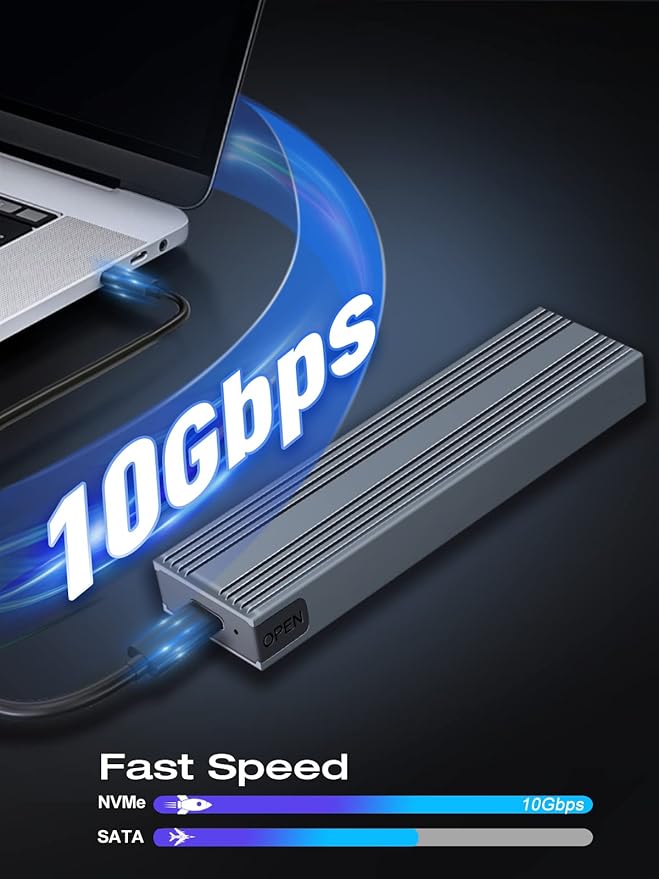 V VCOM M.2 NVMe SSD Enclosure,USB C External Adapter, USB 3.2 Gen2 (10Gbps) with UASP, Trim Support - M-Key(B+M Key) for 2230/2242/2260/2280 SSDs