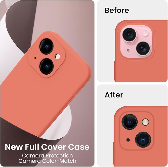 FireNova Designed for iPhone 15 Case, Silicone Upgraded [Camera Protection] Phone Case, Soft Anti-Scratch Microfiber Lining Inside, 6.1 inch, Pink Pomelo