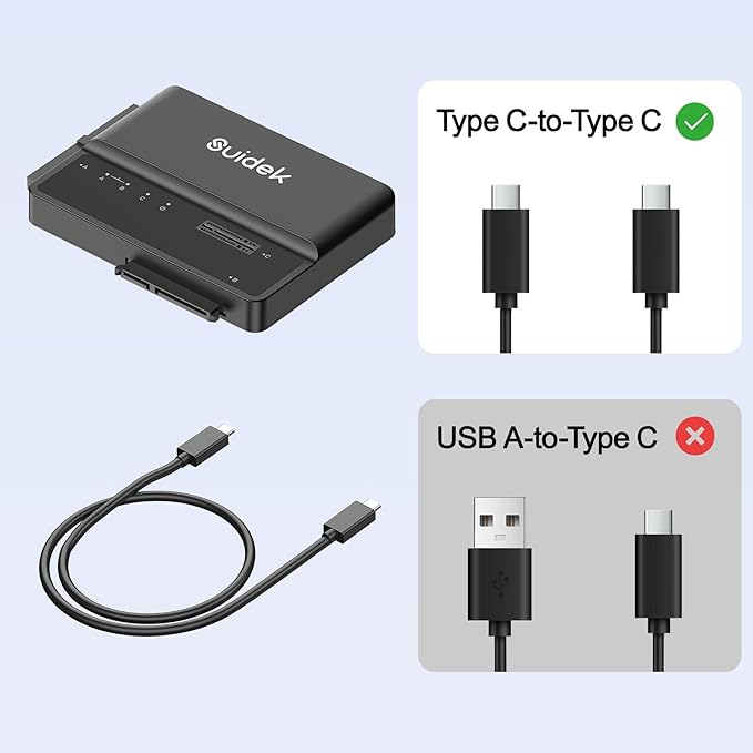 SUIDEK M.2 NVMe Adapter, USB 10 Gbps Hard Drive Reader Tool Free PCIe NVMe, SATA and IDE Adapter, M2 SSD Enclosure Supports (M Key&M+B Key) Any Sizes M.2 SSD, 2.5/3.5" SATA SSD HDD and 3.5" IDE HDD
