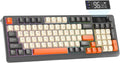 ZIYOU LANG M96 Wireless Gaming Silent Membrane Keyboard,Display Screen & Knob with Multimedia Keys Dual Mode Bluetooth/2.4Ghz,Rainbow Backlight 94Keys Ball Shape PBT Keycap ANSI Layout for Win/Mac
