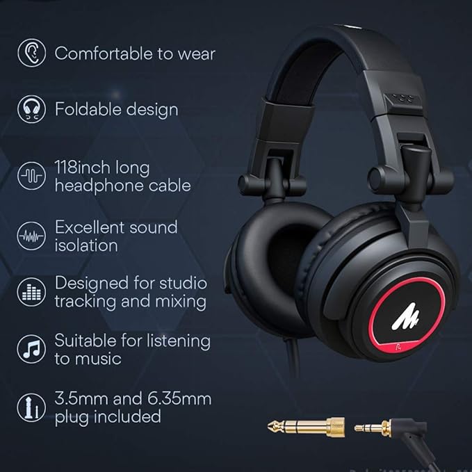 MAONO Microphone with Studio Headphone Set 192kHz/24bit Vocal Condenser Cardioid Podcast Mic Compatible with Mac and Windows, YouTube, Gaming, Live Streaming, Voice-Over (AU-A04H)