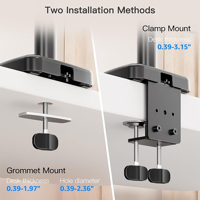 Long Arm Monitor Mount, 13 to 32 inch Computer Desk Mount, Extra Long Adjustable Stand, Hold up to 19.8lbs, Tall Arm with Tilt, Swivel, Rotation, VESA 75/100mm