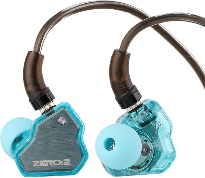 Linsoul 7Hz x Crinacle Zero:2 in Ear Monitor, Updated 10mm Dynamic Driver IEM, Wired Earbuds Earphones, Gaming Earbuds, with OFC IEM Cable for Musician (with MIC, Blue)