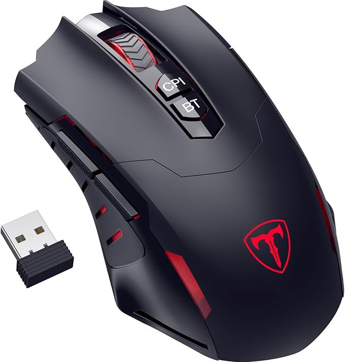RisoPhy PC400 Wireless Gaming Mouse with 8000 DPI, 2.4G & Bluetooth Dual Mode Connection - Ergonomic Design, 7 Programmable Buttons, RGB backlighting, Precision Sensor for PC and Gaming