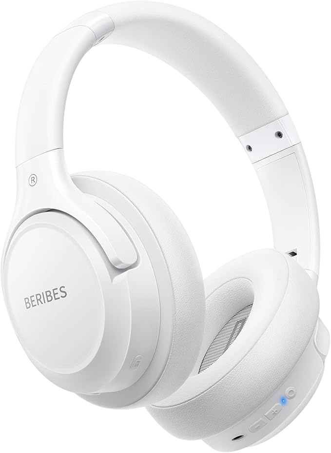 BERIBES Bluetooth Headphones Over Ear, 65H Playtime and 6 EQ Music Modes Wireless Headphones with Microphone, HiFi Stereo Foldable Lightweight Headsets, Deep Bass for Home Office Cellphone PC Ect.
