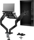 WALI Laptop Desk Mount, Dual Monitor Arm with Laptop Holder, Adjustable Height Laptop Arm Mount for Desk, Fits 17” Notebook and 32” Monitors, Up to 22Lbs (GSMP002LP), Black