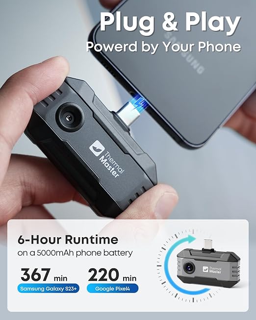 Thermal Master P1 - Thermal Camera for USB-C iPhone & Android, 320x240 Super Resolution Infrared Imager w/3.6℉ Accuracy, -4℉-1112℉ High Temp, Spot Tracker, 15x Zoom, 160x120 Ir Resolution, Grey